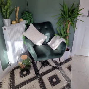 Green chair with plants