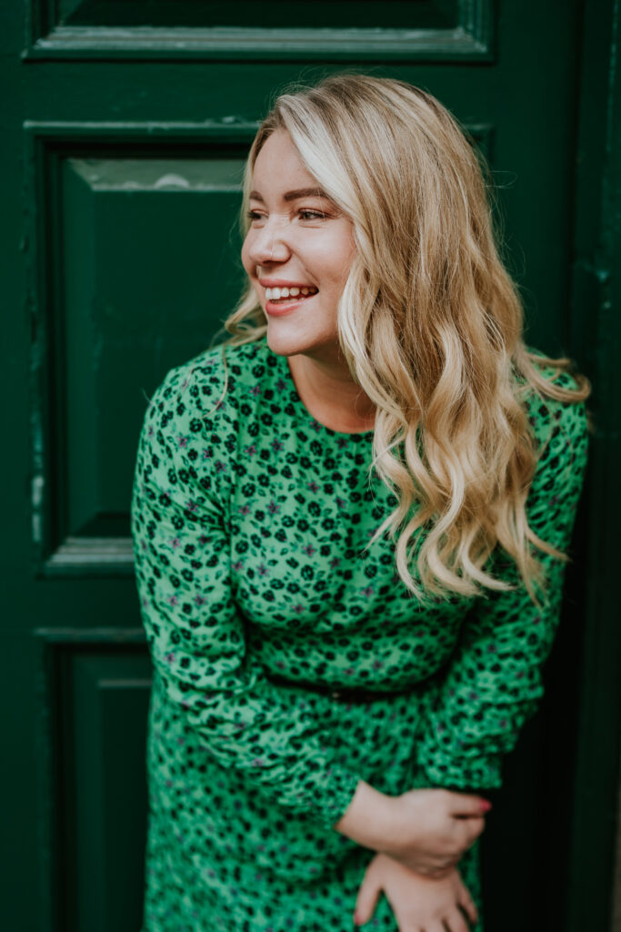 Aimee Hammond- Gautier in green dress
